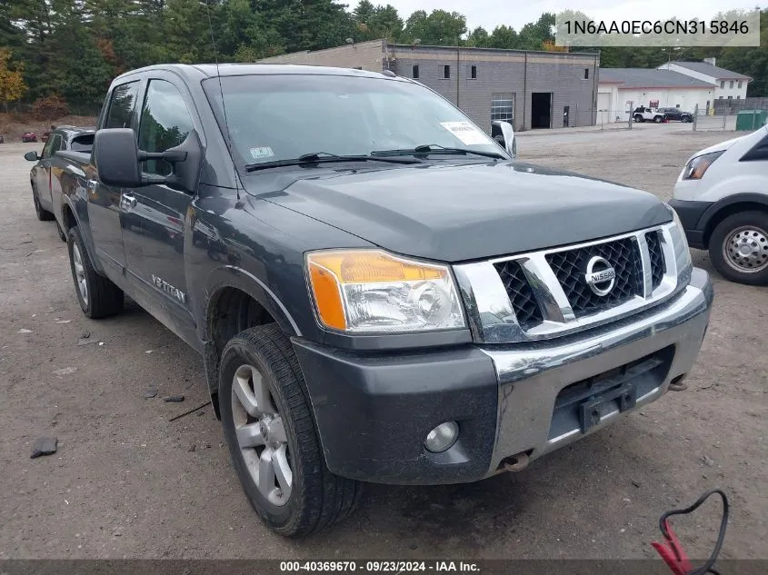 2012 Nissan Titan Pro-4X/S/Sl/Sv VIN: 1N6AA0EC6CN315846 Lot: 40369670