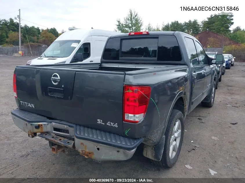 2012 Nissan Titan Pro-4X/S/Sl/Sv VIN: 1N6AA0EC6CN315846 Lot: 40369670