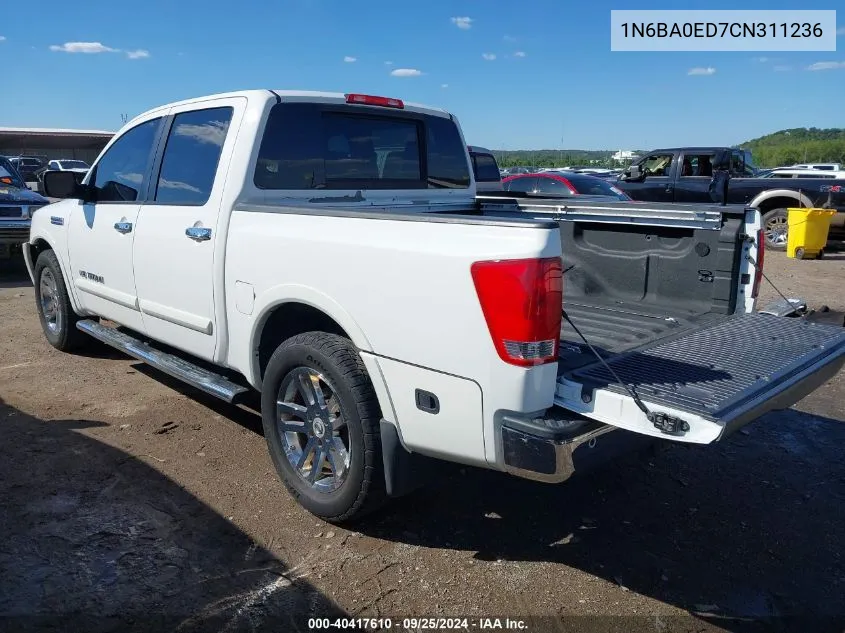 2012 Nissan Titan Sl VIN: 1N6BA0ED7CN311236 Lot: 40417610