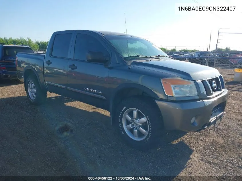 2012 Nissan Titan Pro-4X VIN: 1N6BA0EC9CN322407 Lot: 40456122