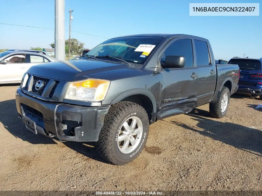 2012 Nissan Titan Pro-4X VIN: 1N6BA0EC9CN322407 Lot: 40456122