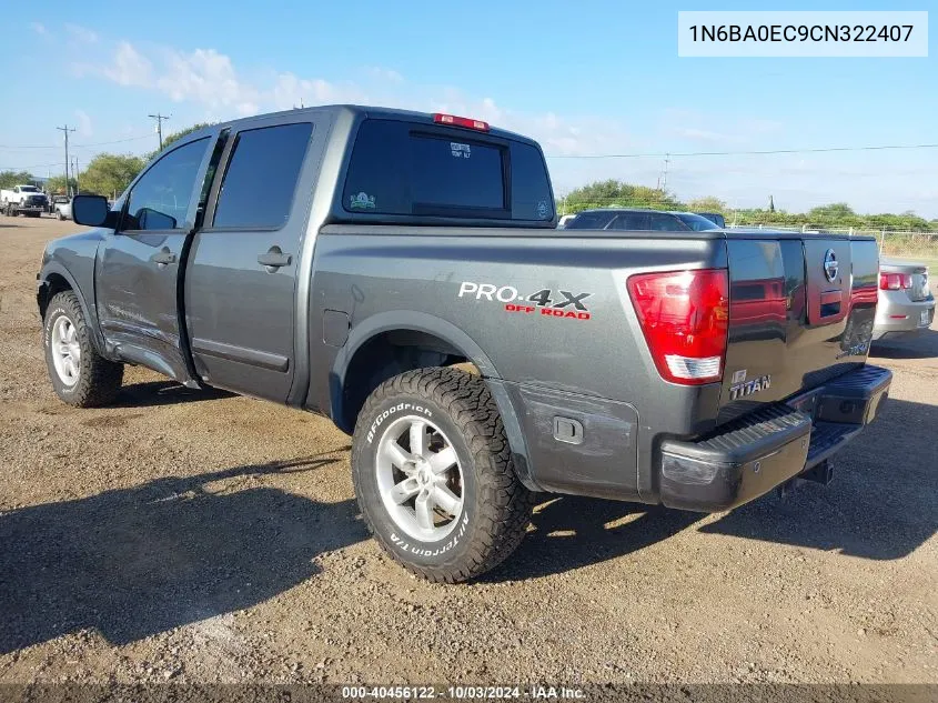 2012 Nissan Titan Pro-4X VIN: 1N6BA0EC9CN322407 Lot: 40456122