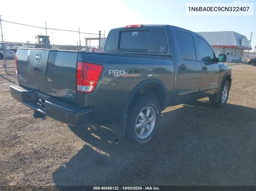 2012 Nissan Titan Pro-4X VIN: 1N6BA0EC9CN322407 Lot: 40456122