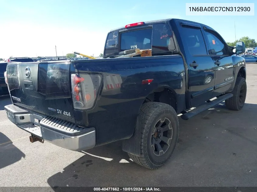 2012 Nissan Titan Sv VIN: 1N6BA0EC7CN312930 Lot: 40477662