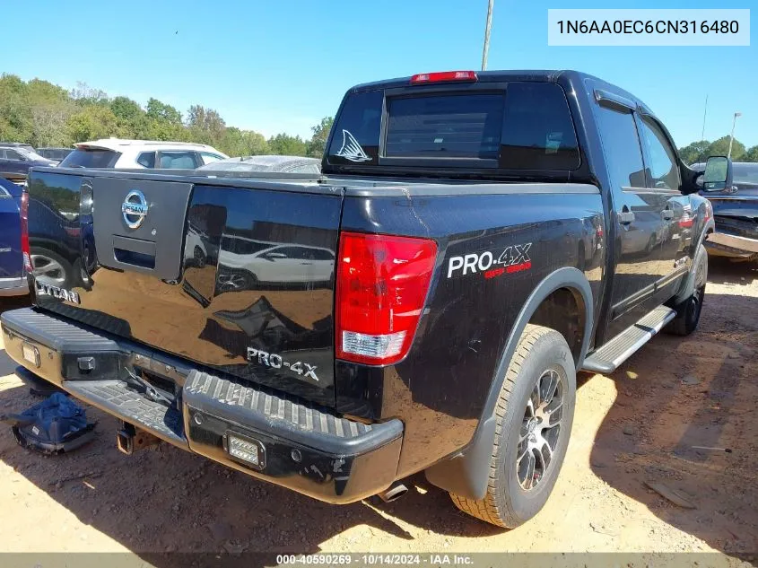 2012 Nissan Titan Pro-4X VIN: 1N6AA0EC6CN316480 Lot: 40590269