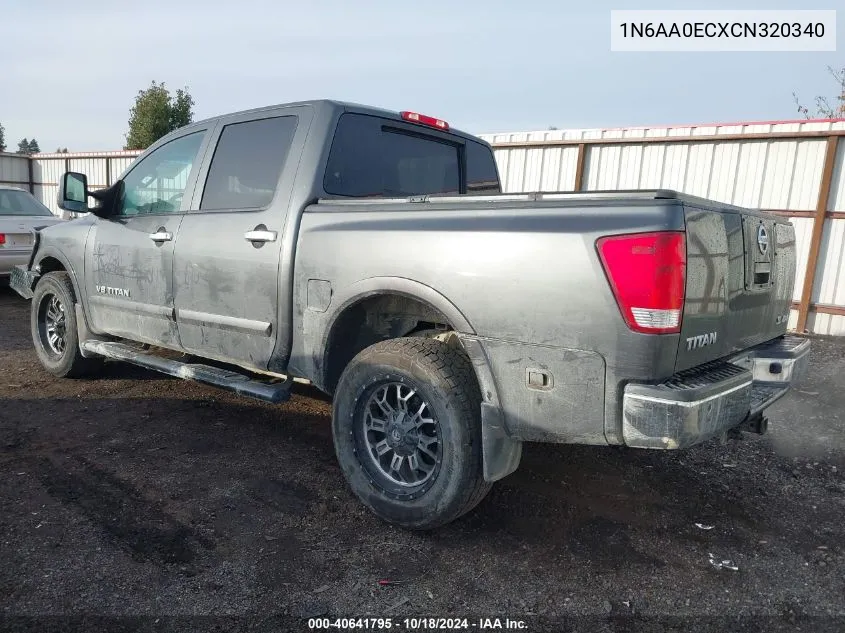 2012 Nissan Titan Pro-4X/S/Sl/Sv VIN: 1N6AA0ECXCN320340 Lot: 40641795