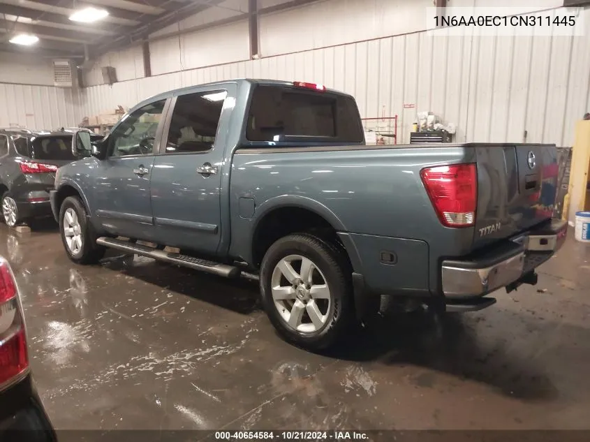 2012 Nissan Titan S/Sv/Sl/Pro-4X VIN: 1N6AA0EC1CN311445 Lot: 40654584