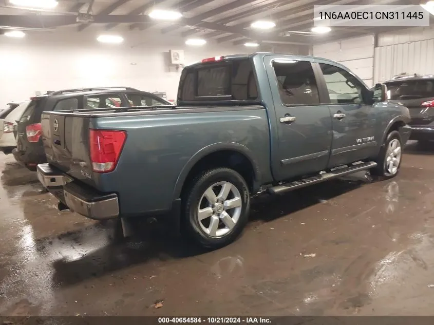 2012 Nissan Titan S/Sv/Sl/Pro-4X VIN: 1N6AA0EC1CN311445 Lot: 40654584