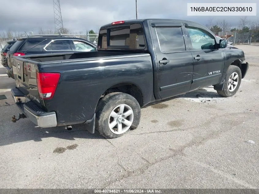 2012 Nissan Titan Sv VIN: 1N6BA0EC2CN330610 Lot: 40794521