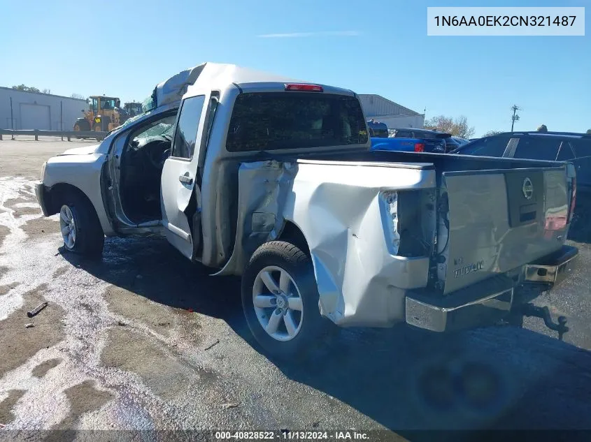 2012 Nissan Titan Sv VIN: 1N6AA0EK2CN321487 Lot: 40828522