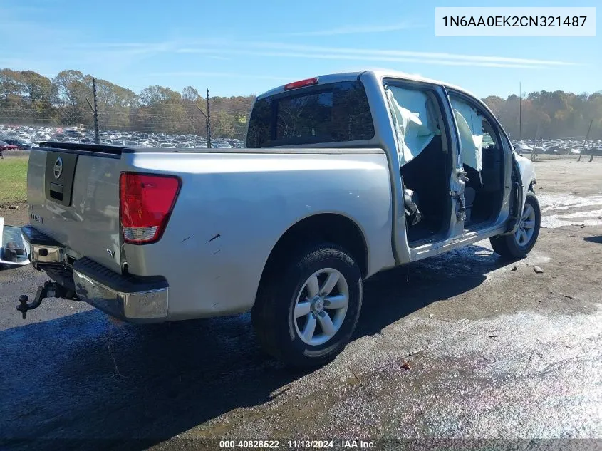 2012 Nissan Titan Sv VIN: 1N6AA0EK2CN321487 Lot: 40828522