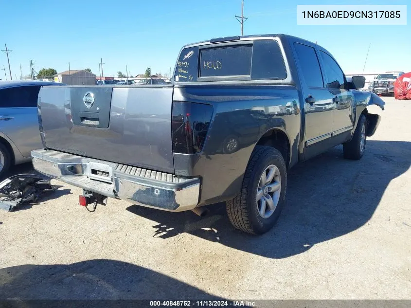 2012 Nissan Titan Sv VIN: 1N6BA0ED9CN317085 Lot: 40848752