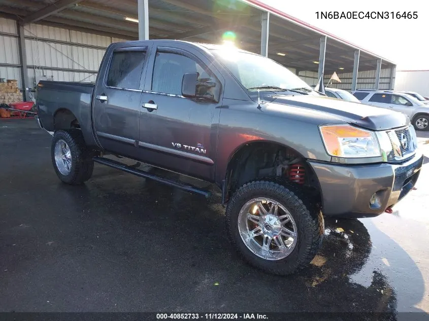 2012 Nissan Titan Sv VIN: 1N6BA0EC4CN316465 Lot: 40852733