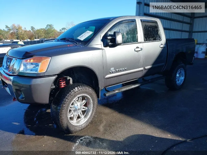 2012 Nissan Titan Sv VIN: 1N6BA0EC4CN316465 Lot: 40852733