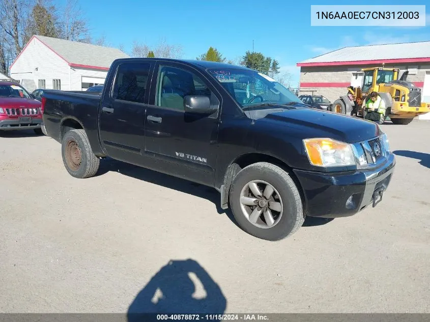 2012 Nissan Titan Sv VIN: 1N6AA0EC7CN312003 Lot: 40878872