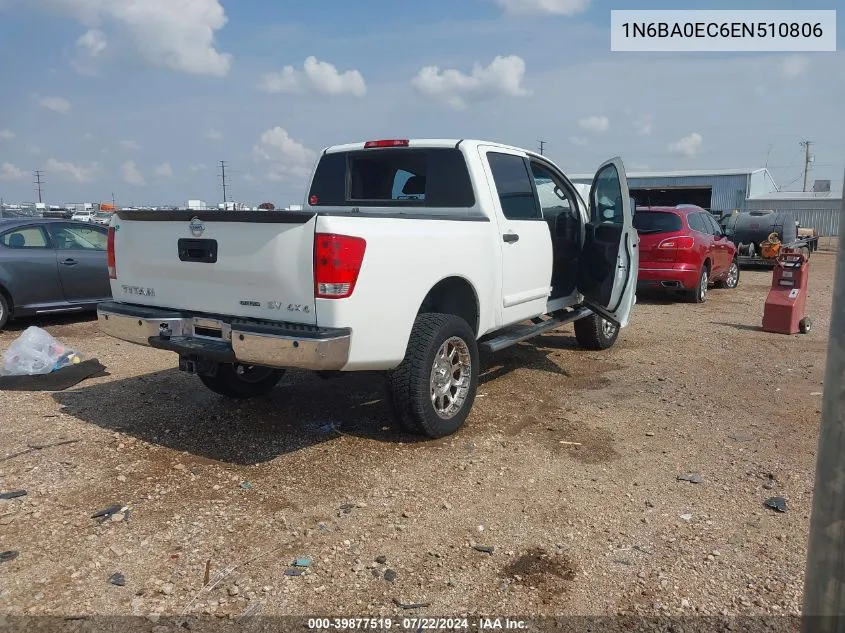 2014 Nissan Titan Sv VIN: 1N6BA0EC6EN510806 Lot: 39877519