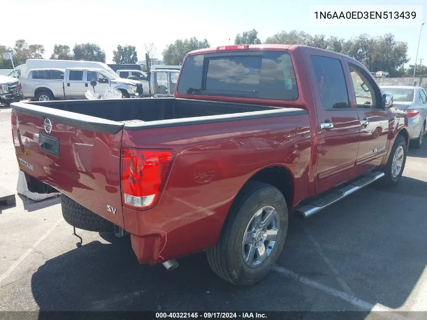 2014 Nissan Titan Sv VIN: 1N6AA0ED3EN513439 Lot: 40322145