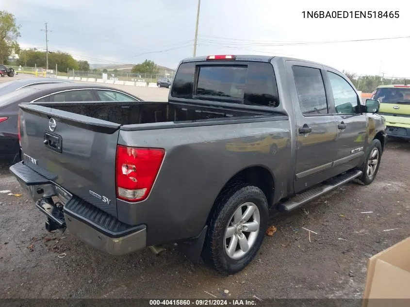 2014 Nissan Titan Sv VIN: 1N6BA0ED1EN518465 Lot: 40415860