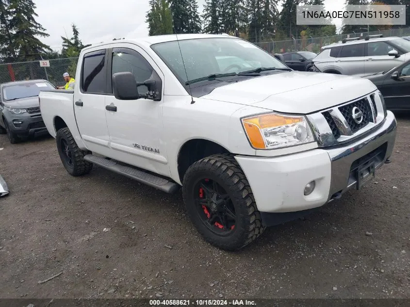 2014 Nissan Titan Sv VIN: 1N6AA0EC7EN511958 Lot: 40588621