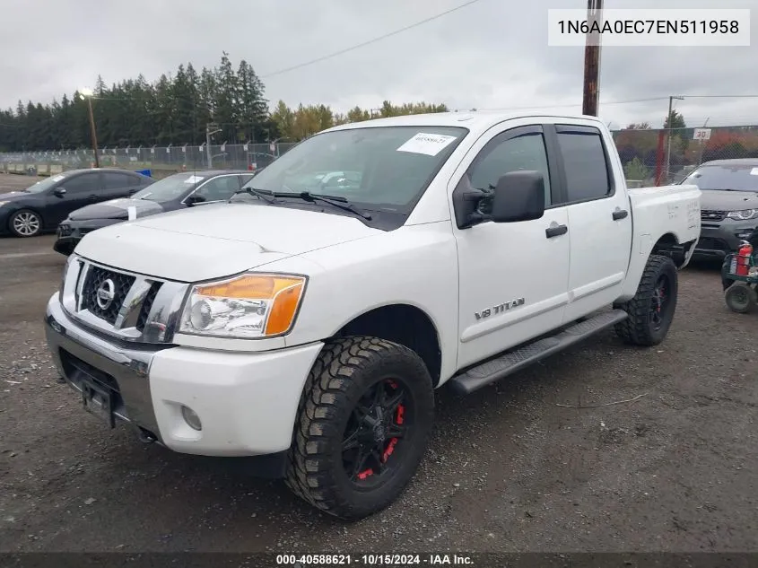 2014 Nissan Titan Sv VIN: 1N6AA0EC7EN511958 Lot: 40588621