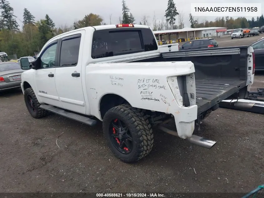 2014 Nissan Titan Sv VIN: 1N6AA0EC7EN511958 Lot: 40588621