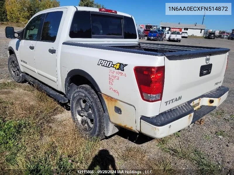 2015 Nissan Titan S/Sv/Sl/Pro-4X VIN: 1N6AA0ECXFN514872 Lot: 12115866