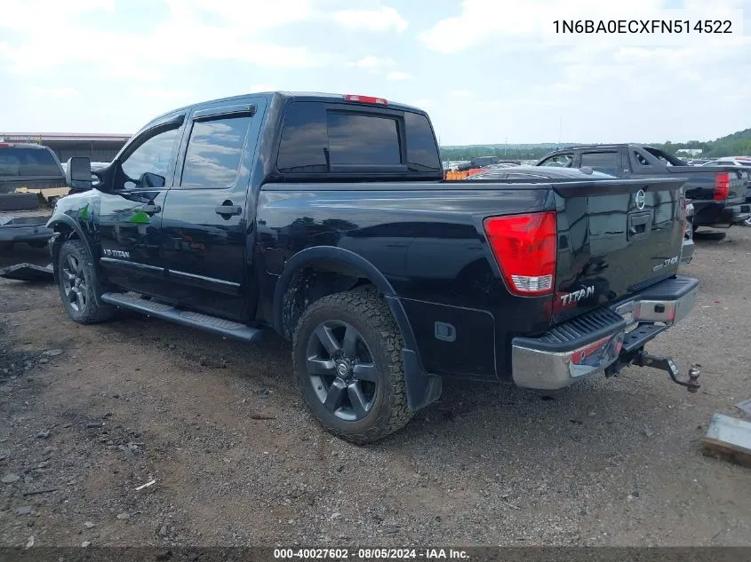 2015 Nissan Titan Sv VIN: 1N6BA0ECXFN514522 Lot: 40027602