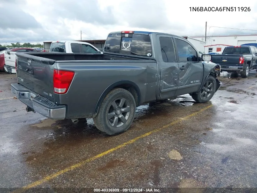 2015 Nissan Titan S/Sv/Pro-4X VIN: 1N6BA0CA6FN511926 Lot: 40336909