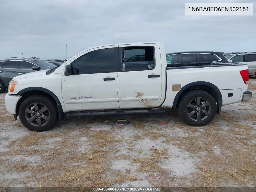 2015 Nissan Titan S/Sv/Sl/Pro-4X VIN: 1N6BA0ED6FN502151 Lot: 40640040