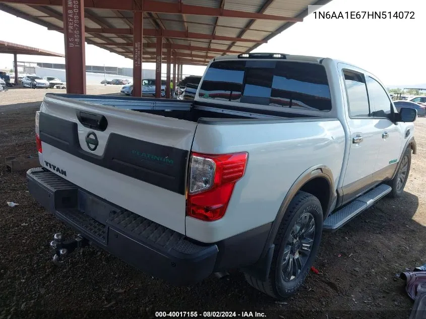 2017 Nissan Titan Platinum Reserve VIN: 1N6AA1E67HN514072 Lot: 40017155