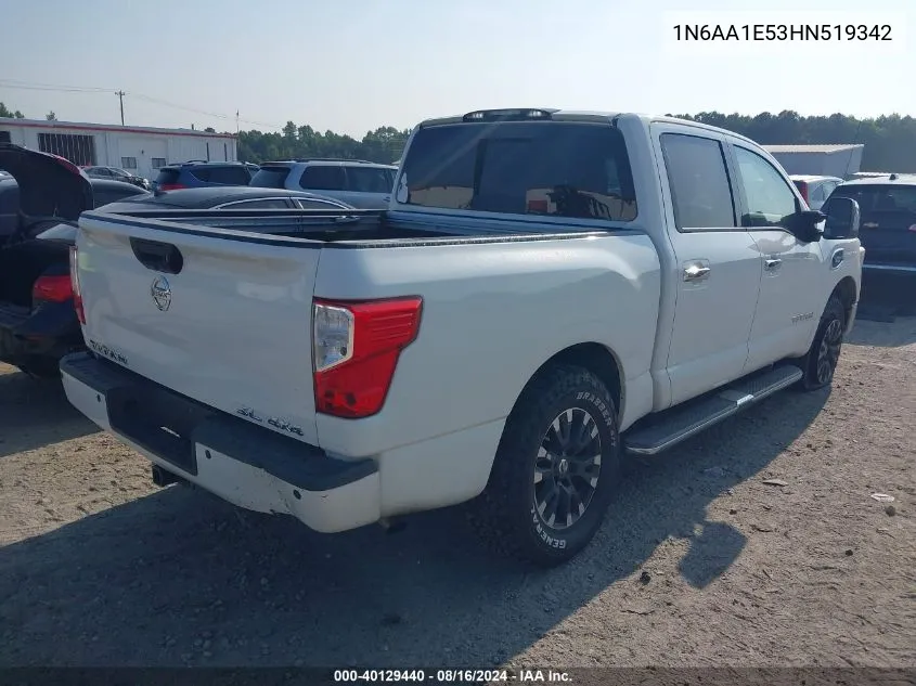 2017 Nissan Titan Sl VIN: 1N6AA1E53HN519342 Lot: 40129440