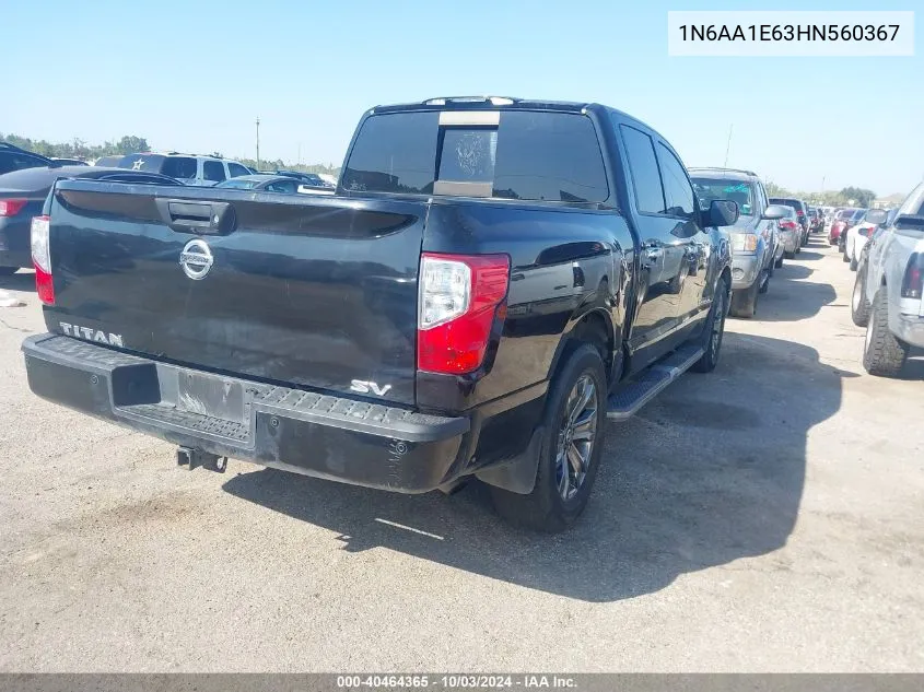 2017 Nissan Titan Sv VIN: 1N6AA1E63HN560367 Lot: 40464365