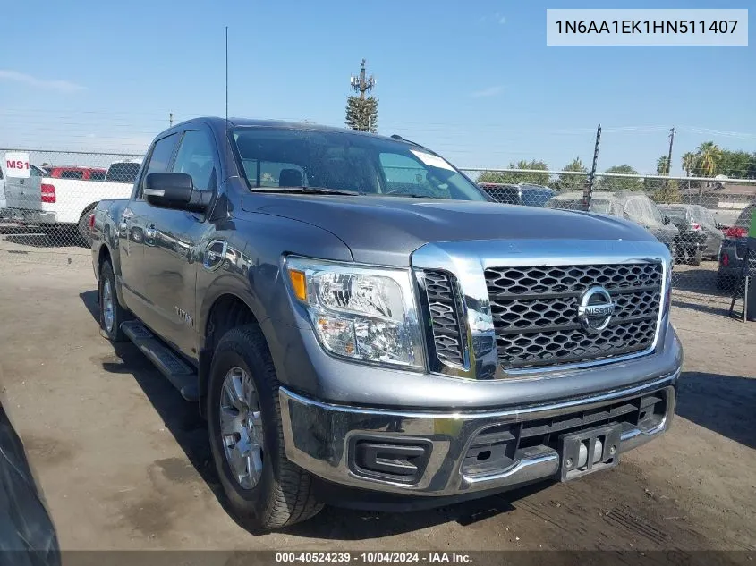 2017 Nissan Titan Sv VIN: 1N6AA1EK1HN511407 Lot: 40524239