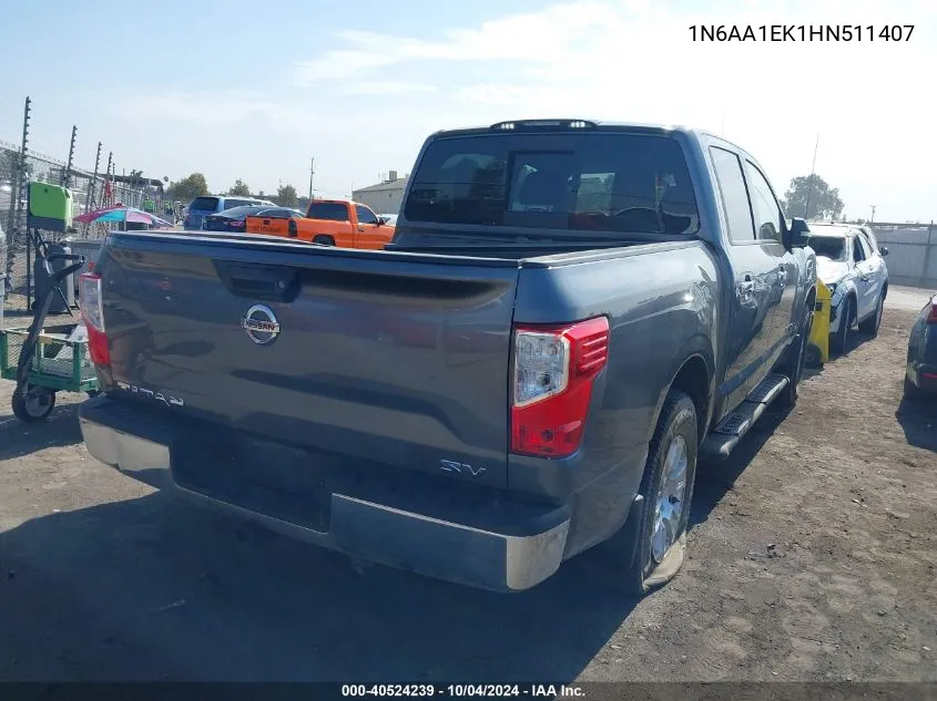 2017 Nissan Titan Sv VIN: 1N6AA1EK1HN511407 Lot: 40524239