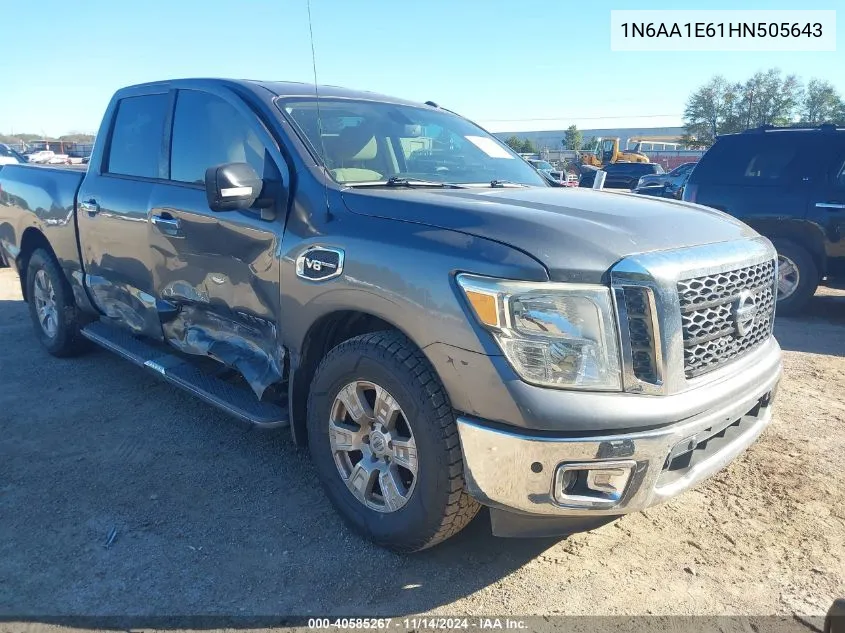 2017 Nissan Titan Sv VIN: 1N6AA1E61HN505643 Lot: 40585267