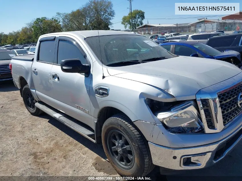 2017 Nissan Titan Sv VIN: 1N6AA1E51HN575411 Lot: 40587399