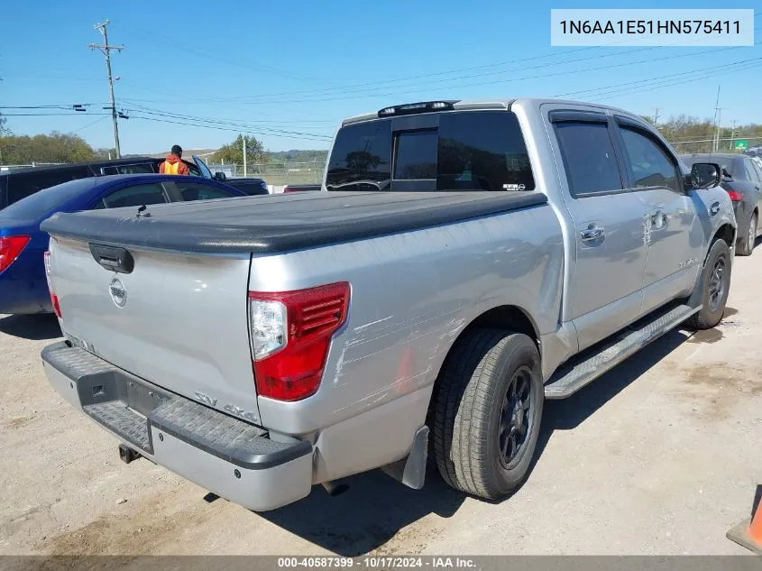 2017 Nissan Titan Sv VIN: 1N6AA1E51HN575411 Lot: 40587399