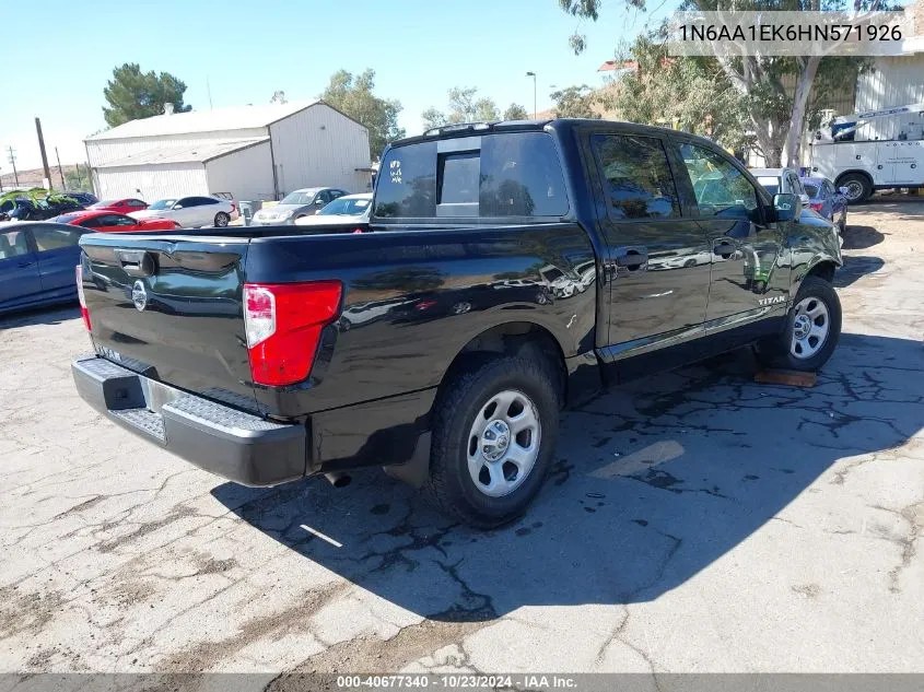 2017 Nissan Titan S VIN: 1N6AA1EK6HN571926 Lot: 40677340