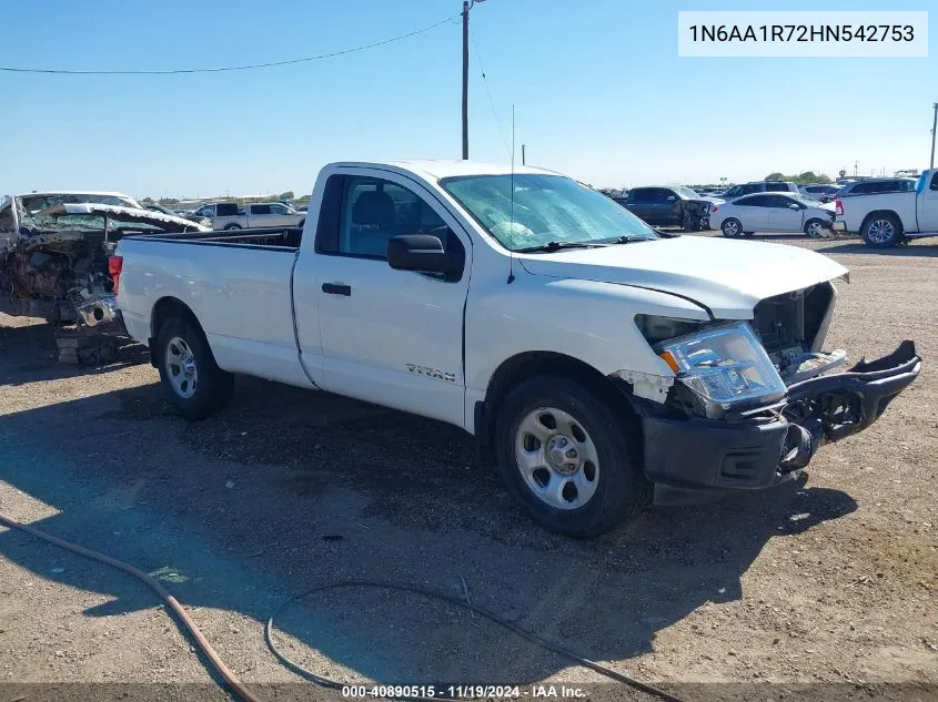 2017 Nissan Titan S VIN: 1N6AA1R72HN542753 Lot: 40890515