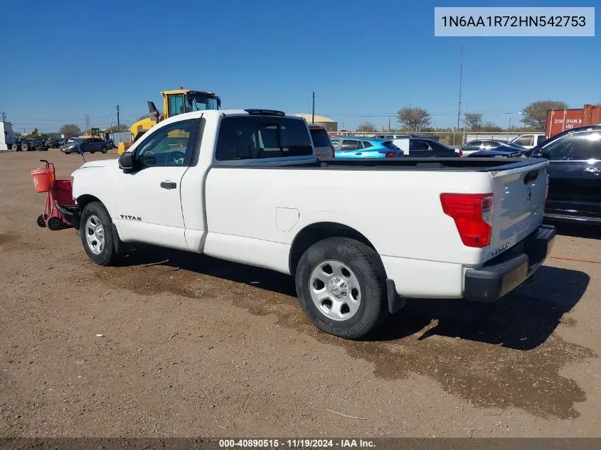 2017 Nissan Titan S VIN: 1N6AA1R72HN542753 Lot: 40890515