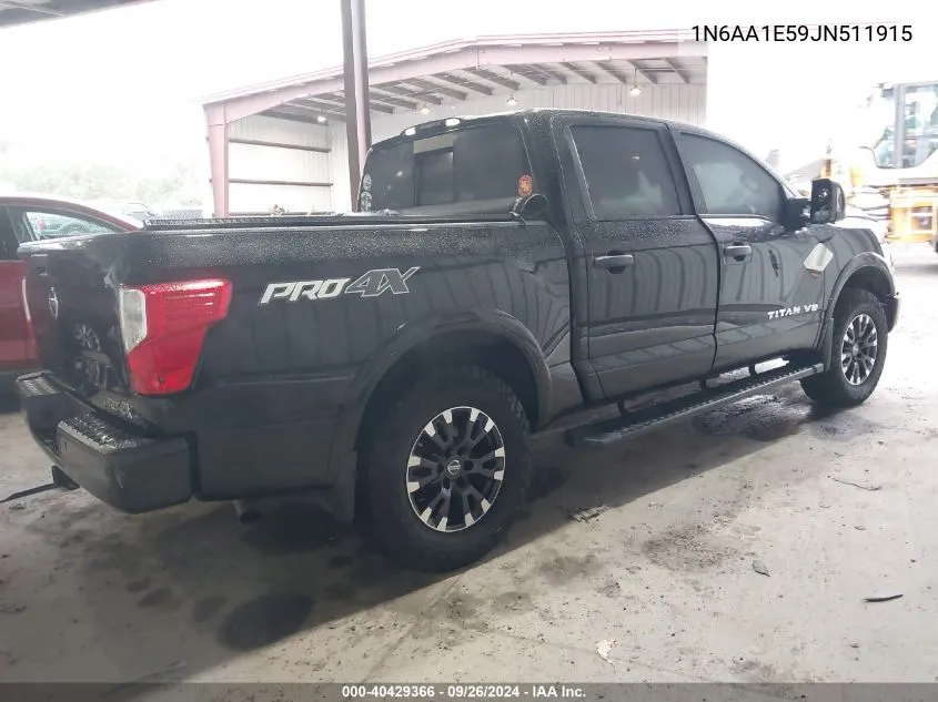 2018 Nissan Titan Sv/Sl/Pro-4X/Plat Res VIN: 1N6AA1E59JN511915 Lot: 40429366