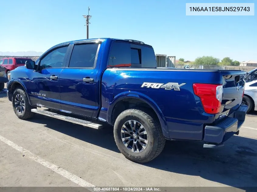 2018 Nissan Titan Pro-4X VIN: 1N6AA1E58JN529743 Lot: 40687804