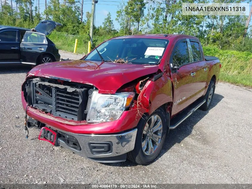 2019 Nissan Titan Sv VIN: 1N6AA1E6XKN511318 Lot: 40064179