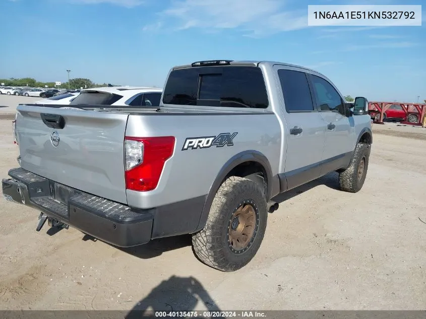 2019 Nissan Titan Sv/Platinum/Pro-4X/Platin VIN: 1N6AA1E51KN532792 Lot: 40135475