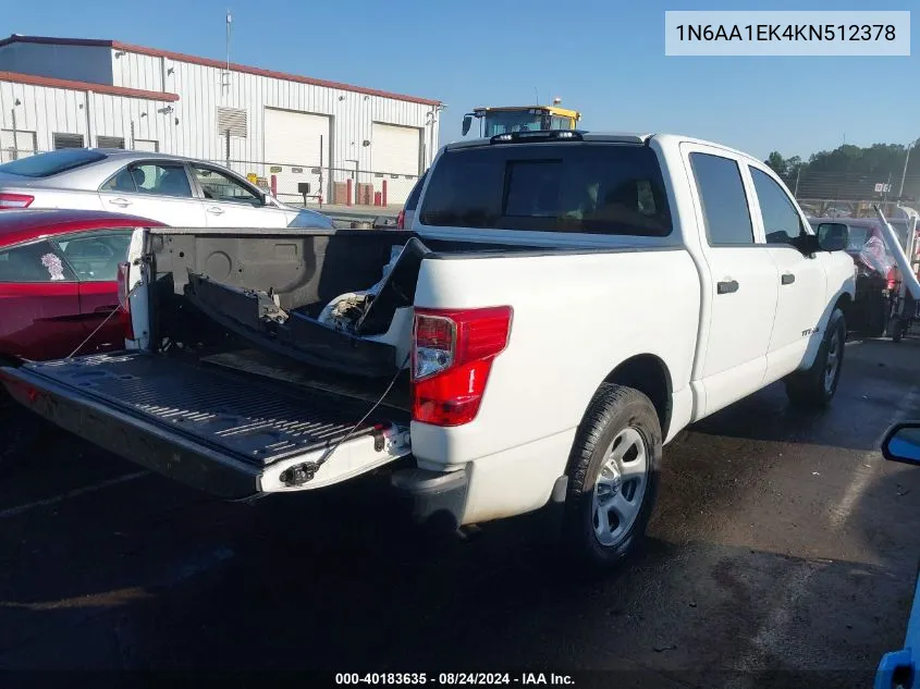 2019 Nissan Titan S VIN: 1N6AA1EK4KN512378 Lot: 40183635