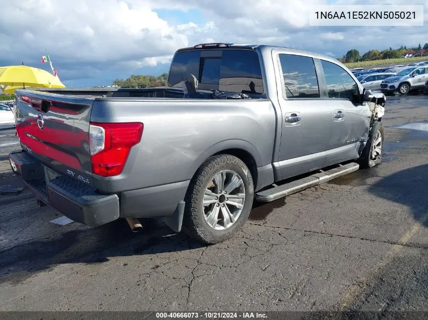 2019 Nissan Titan Sv VIN: 1N6AA1E52KN505021 Lot: 40666073