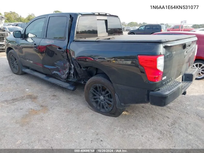 2019 Nissan Titan Sv VIN: 1N6AA1E64KN531077 Lot: 40699769