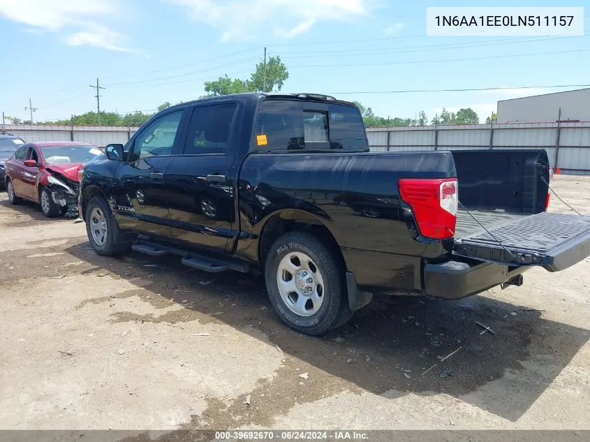 2020 Nissan Titan S 4X2 VIN: 1N6AA1EE0LN511157 Lot: 39692670