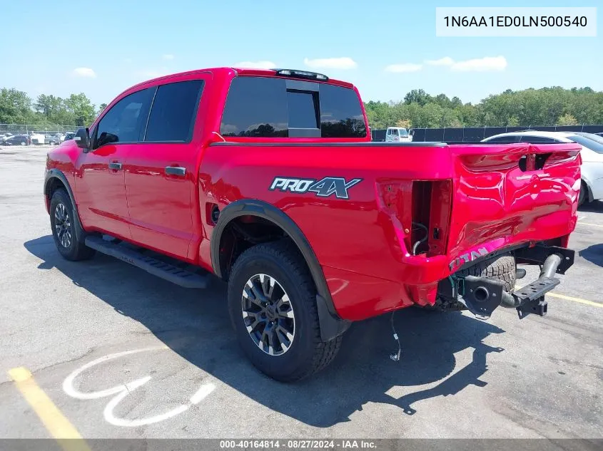 2020 Nissan Titan Pro-4X 4X4 VIN: 1N6AA1ED0LN500540 Lot: 40164814