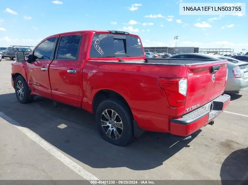 2020 Nissan Titan Sv 4X2 VIN: 1N6AA1EF1LN503755 Lot: 40401230